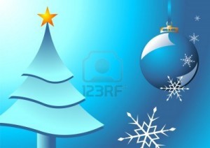 2037831-christmas-tree-ball-and-snow-crystals-over-blue-background